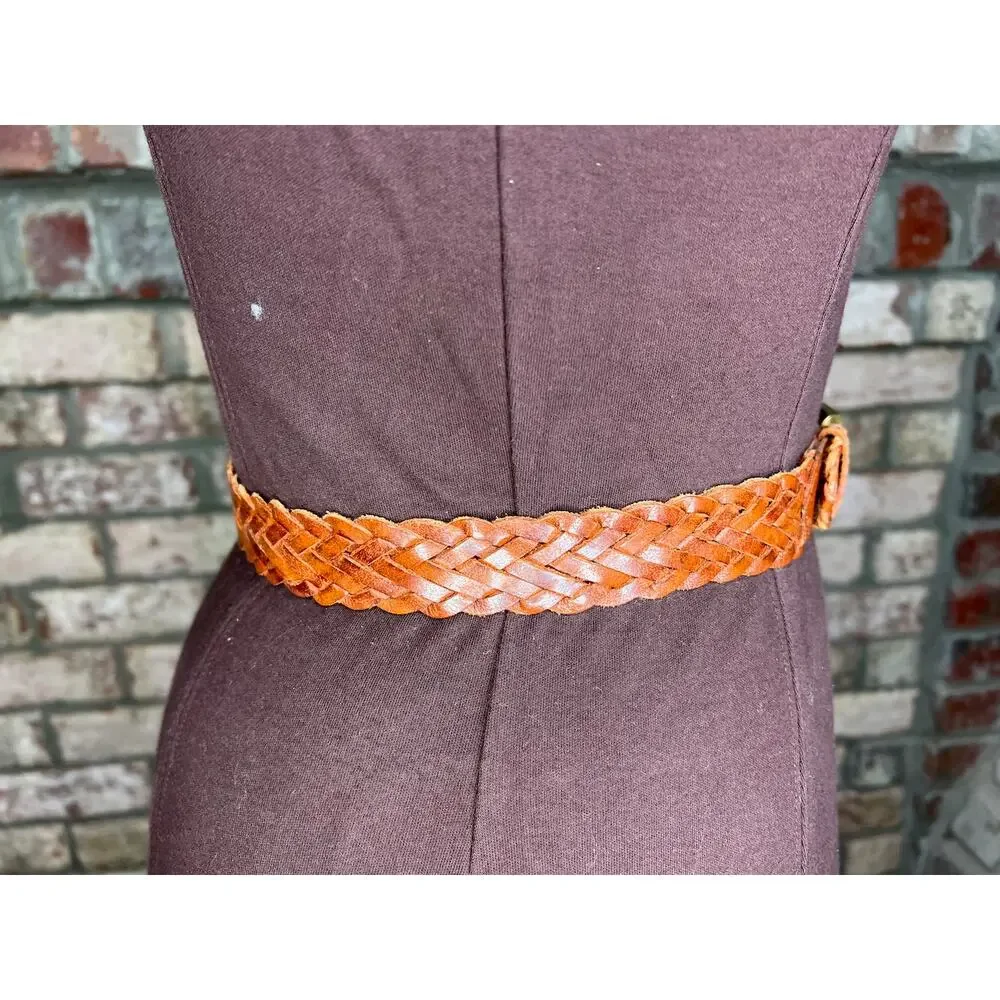 Split leather belt brown size small